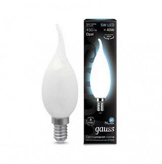 104201205 Лампа Gauss Filament Свеча на ветру 5W 450lm 4100К Е14 milky LED 1/10/50