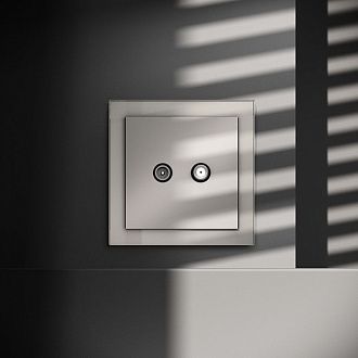 Розетка телевизионнная встраиваемая Voltum S70 оконечная TV+SAT, кашемир пластик Soft touch VLS060403