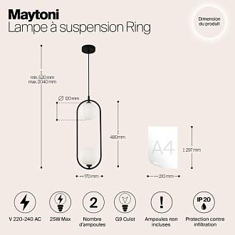 Подвесной светильник Maytoni Ring MOD013PL-02B, черный