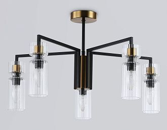 Люстра на штанге **18-35 см, 5*E14*40W, K, Ambrella Light High Light LH56113, черный, латунь
