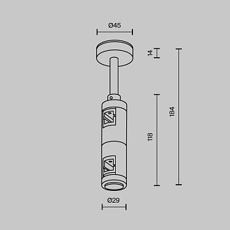Подвесной комплект 2,9*2,9*18,4 см, Maytoni Technical Magnetic trаck system Flarity черный TRA156C-D1-B черный