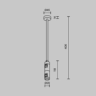 Комплектующие для трековой системы  TRA158C-D1-PT 4,5*2,9*-40,6 см, *Maytoni technical Accessories for tracks Flarity TRA158C-D1-PT, Платина