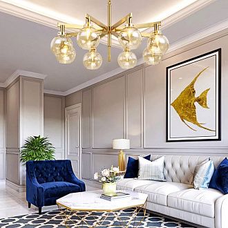 Подвесная люстра Carmella Globe PENDANT 10 40,5*48*48 см, 10*E14*40W, ImperiumLoft 40.1596, Латунь