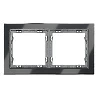 Рамка стеклянная Voltum S70 на 2 поста, графит, стекло Стекло/пластик  VLS110207