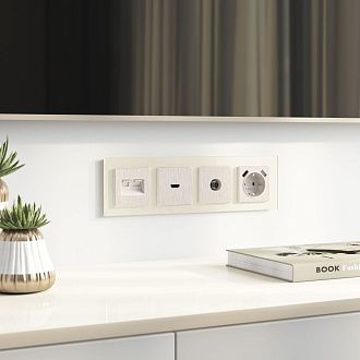 Накладка для двойной розетки Еthernet RJ-45 (перламутровый рифленый) W1191113 Werkel 4690389161124