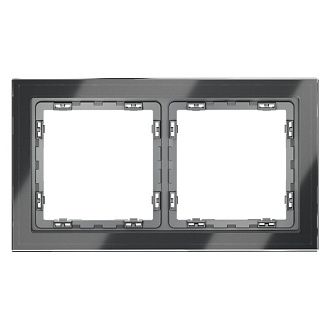 Рамка стеклянная Voltum S70 на 2 поста, графит, стекло Стекло/пластик  VLS110207