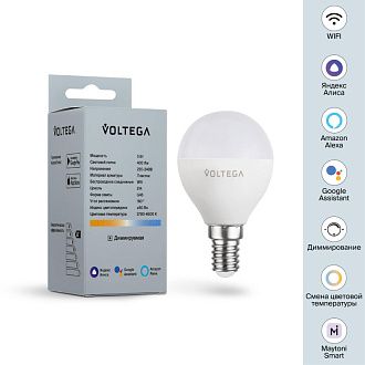 2428 Лампа светодиодная  Voltega Wi-Fi 5W 400Lm  E14