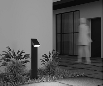 Садово-парковый светильник 18*20*90 см, LED, 15W, 3000К, Maytoni GUSS O592FL-L15GF3K серый