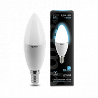 103101207 Лампа Gauss Свеча 6.5W 550lm 4100К E14 LED 1/10/100