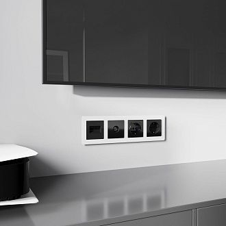 W1191148 Накладка для двойной розетки Еthernet RJ-45, черный акрил Werkel, 4690389197802