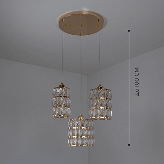 Светильник подвесной SAPFIR SPFD-8612 ЗОЛОТО/GOLD D350/H1000/3/Е27/10W без ламп CRYSTALS