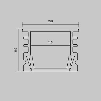 Алюминиевый профиль накладной 16x12 (Серебро, 2 м), ALM-005-S-2M 631012 Maytoni