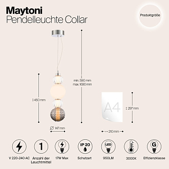 Подвесной светодиодный светильник Maytoni Collar P069PL-L17CH3K, 17W LED, 3000K, хром