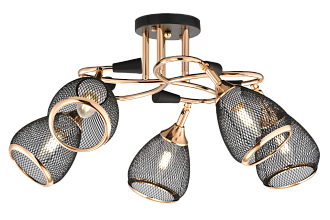 Люстра Ø640 x H240, мм, 5*40W (200W), FGD+BK (Золото+Чёрный) Rilon 5073/5 FGD+BK