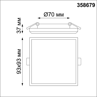 Встраиваемый светильник 9 см, 8W, 4000К LED Novotech SPOT PANDORA 358679, вр 7 см