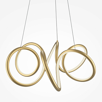 Подвесная люстра 50*50*324 см, LED, 52W, 3000К, Maytoni CURVE MOD241PL-L60BSK латунный