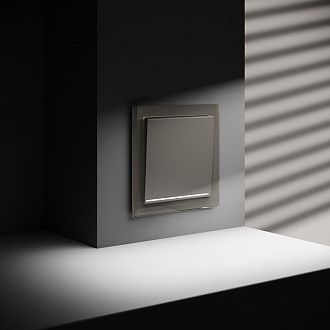 Выключатель встраиваемый Voltum S70 одноклавишный с подсветкой 10А, шелк пластик Soft touch VLS010204