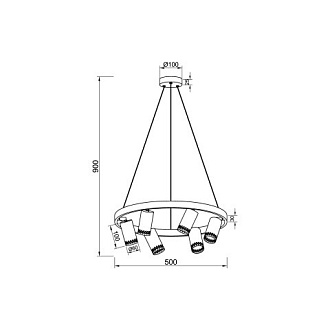 Подвесной светильник  50*90 см, 6*E14 черный Vele Luce Moto VL5784P06