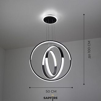 Светильник подвесной SAPFIR SPF-8730 BLACK/ЧЕРНЫЙ D500+400+300/H1000/3/LED/2*85W без ПДУ TERRA 23-05.OTB