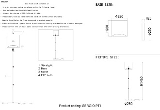 Торшер 28 см, Crystal Lux SERGIO PT1 NICKEL Никель