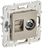 SKANDY Розетка двойная TV+RJ45 кат.6E SK-A15Sh шамп. IEK, SK-AK20-2-K37