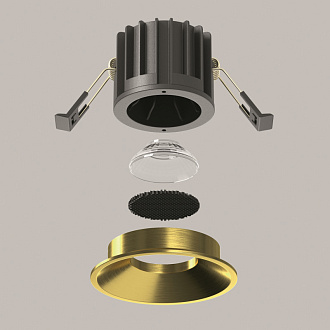 Встраиваемый светильник 8*8*6 см, LED, 12W, 3000К, Maytoni Technical ROUND DL058-12W3K-BS латунный, вр 7,5 см