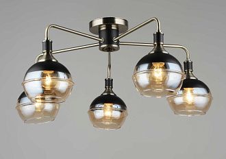 Люстра Ø640 x H270, мм, 5*40W (200W), AB+BK (Бронза + Черный) Rilon 1695/5 AB+BK