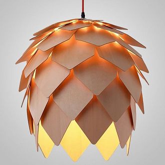 Подвесной светильник Crimea Pine Cone natural wood D20 20*20*20 см, 1*E27*60W, ImperiumLoft 40.51, Коричневый, Красный