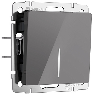 W1112144 Выключатель одноклавишный проходной с подсветкой, графит акрил Werkel, 4690389197437