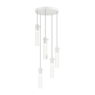 Люстра каскадная 40*40*150 см, 5 LED*5W, 3000 К, Odeon Light Scrow, белый 5058/25LB