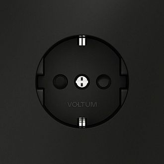 Розетка встраиваемая Voltum S70 с заземлением и защитными шторками, 16А, черный матовый пластик Soft touch VLS040208