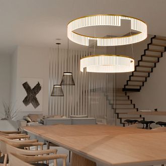 Подвесная люстра 60*50,5-150 см, 6*LED, 50W, 3000K, F-Promo Secrecy 4678-6P, золотой