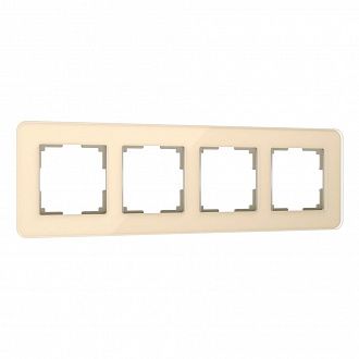 W0042443 Рамка на 4 поста Elite, айвори, стекло Werkel, 4690389180811