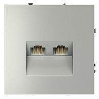 Розетка компьютерная встраиваемая Voltum S70 двойная RJ45+RJ45 кат.6, сталь пластик Soft touch VLS060205