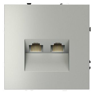 Розетка компьютерная встраиваемая Voltum S70 двойная RJ45+RJ45 кат.6, сталь пластик Soft touch VLS060205