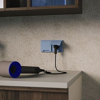 Накладка для розетки с заземлением, защитными шторками и крышкой, S70, деним Voltum VLS000815
