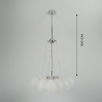 Светильник ElegantLight DZN-21732 ХРОМ+БЕЛЫЙ МАТОВЫЙ  D/H1000/6/E14/40W+19 стеклянных плафонов без ламп GRAPE 23-12