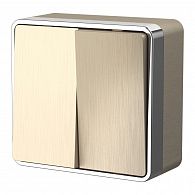 W5020010 Выключатель двухклавишный Gallant, шампань рифленый Werkel, 4690389164149