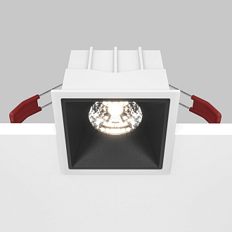 Светильник 9 см, 15W, 4000K, Maytoni Downlight Alfa LED DL043-01-15W4K-SQ-WB, белый-черный