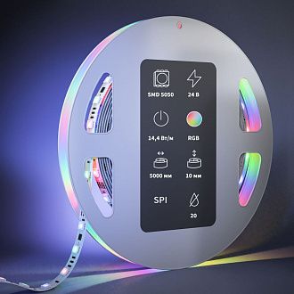 Светодиодная лента 24V 5050 14,4W/м RGB 5м IP 20 201246, 500 см, Maytoni SPI 201246, цена за метр, катушкой по 5 м
