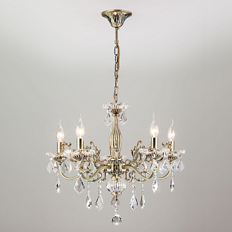 Люстра с хрусталем 58 см Eurosvet Elisha 3281/5 античная бронза/прозрачный хрусталь Strotskis
