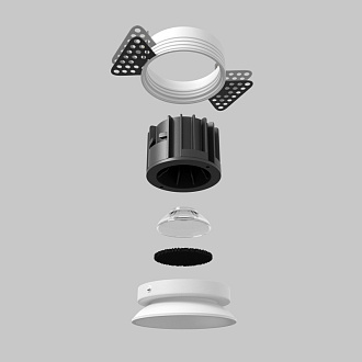 Встраиваемый светильник 7,4*7,4*6 см, LED, 12W, 3000К, Maytoni Technical ROUND DL058-12W3K-TRS-W белый, вр 7,5 см