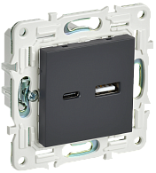 SKANDY Розетка USB A+C 3,1А SK-R14G граф. IEK, SK-U22-D31-K53