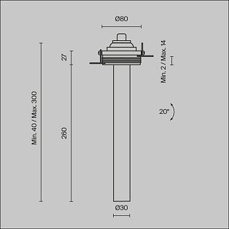 Встраиваемый светильник 3*3*31,6 см, LED, 7W, 3000К, Maytoni Technical Focus T C140TRS-L300-7W3K-W белый, вр 8 см