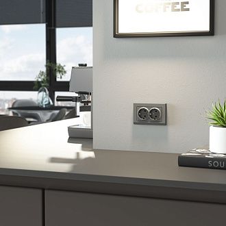 W0081864 Рамка для двойной розетки Stark, графит матовый Werkel, 4690389194542
