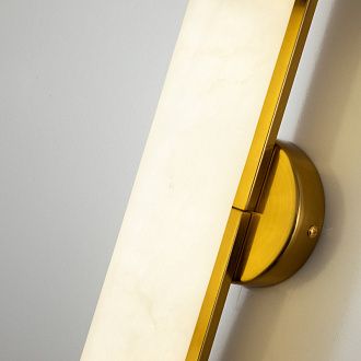 Бра Favourite Plunger 3011-2W, D105*W100*H500, латуни, плафон из искусственного белого мрамора, стеклянный декор по краям