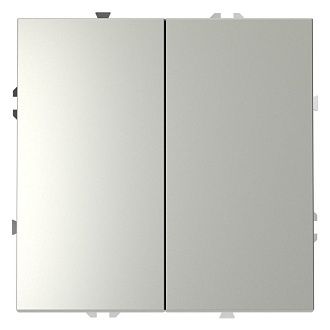 Выключатель встраиваемый Voltum S70 двухклавишный 10А, сталь пластик Soft touch VLS020105