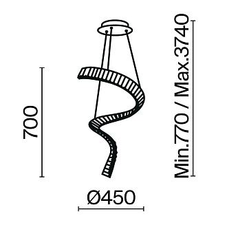 Подвесной светильник 45*45*374 см, LED, 48W, 3000К, Maytoni Krone P097PL-L48BS3K латунный