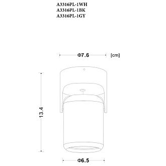 Светильник 6,5*6,5 см, GU10 50W, Arte Lamp A3316PL-1GY серый
