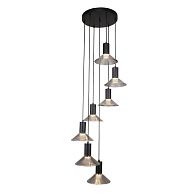 Подвесная люстра 44*120-190 см, 7*LED, 6W, 3000K, F-Promo Feris 4622-7P, черный матовый